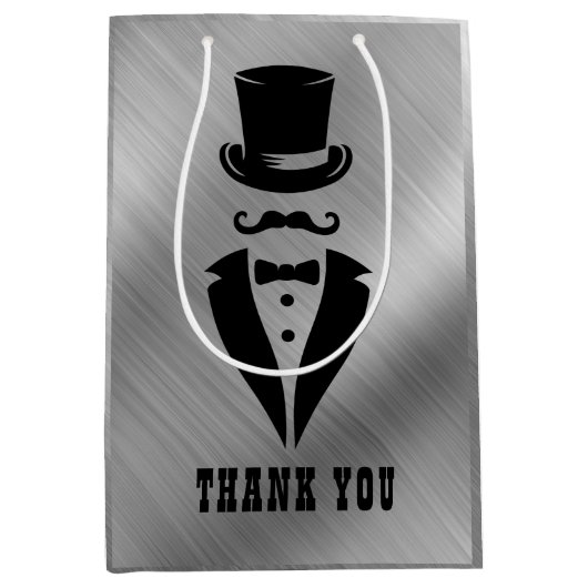 Dank je Tuxedo Silver Medium Cadeauzakje (Voorkant)