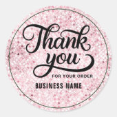 Dank je typografie blozend roze gouden glitters om ronde sticker (Voorkant)