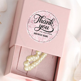 Dank je typografie blozend roze gouden glitters om ronde sticker