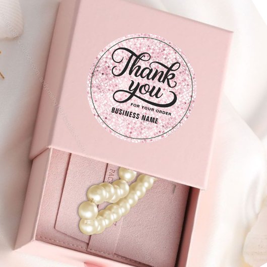 Dank je typografie blozend roze gouden glitters om ronde sticker