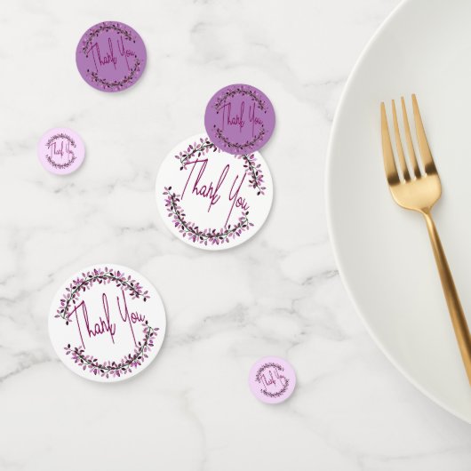 Dank je typografie Chic Paarse Bladkrans Confetti (Groep)