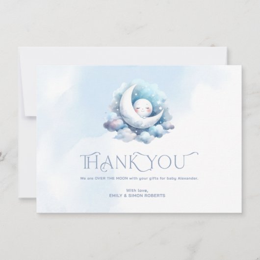 Dank je typografie Crescent Moon Bedankkaart (Voorkant)