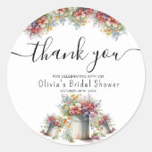 Dank je Typografie Lente Bloemen Bruidsmeisjesfees Ronde Sticker (Voorkant)