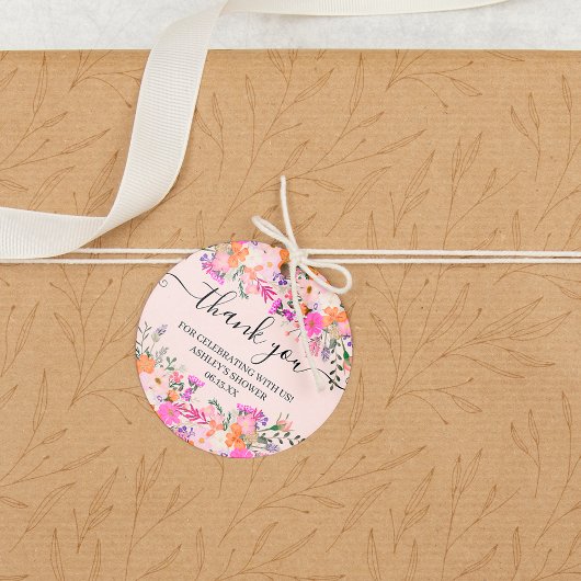Dank je typografie pastel weide wilde bloemen bedankjes labels