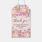 Dank je typografie pastel weide wilde bloemen cadeaulabel (Voorkant)
