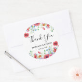 Dank je typografie pastel weide wilde bloemen  ronde sticker (Envelop)