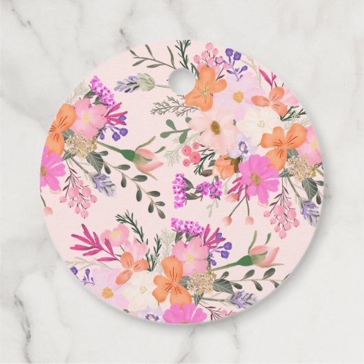 Dank je typografie pastelweide wilde bloemen bedankjes labels (Achterkant)