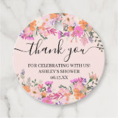 Dank je typografie pastelweide wilde bloemen bedankjes labels (Voorkant)