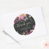 Dank je typografie pastelweide wilde bloemen ronde sticker (Envelop)