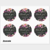 Dank je typografie pastelweide wilde bloemen ronde sticker (Vel)