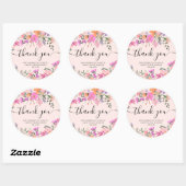 Dank je typografie pastelweide wilde bloemen ronde sticker (Vel)