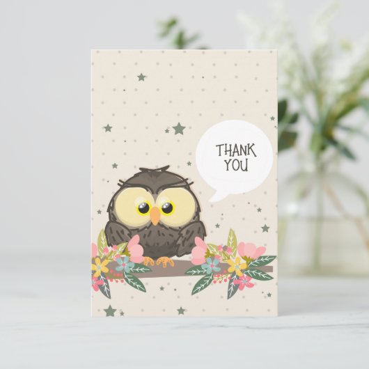 Dank je uil bedankkaart (Staand voorkant)