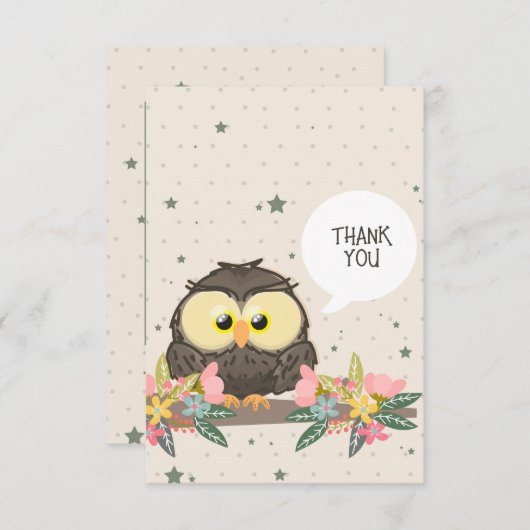 Dank je uil bedankkaart (Voorkant / Achterkant)