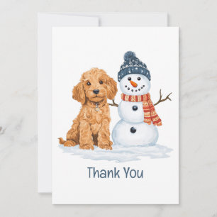 Dank je vakantie winter Goldendoodle hond sneeuwma Bedankkaart