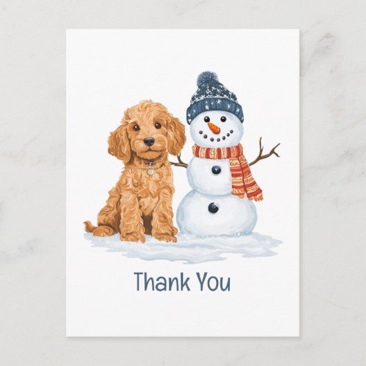 Dank je vakantie Winter Goldendoodle Hond Sneeuwma Briefkaart (Voorkant)