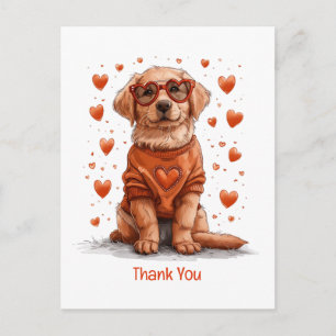 Dank je Valentijnsdag Goud Retriever Hond Briefkaart