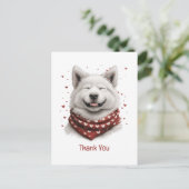 Dank je Valentijnsdag Samoyed Hond Briefkaart (Staand voorkant)