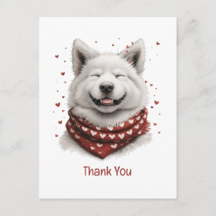 Dank je Valentijnsdag Samoyed Hond Briefkaart