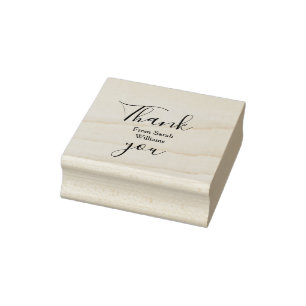 Dank je van voeg naam toe geel Pastel boho bruilof Rubberstempel