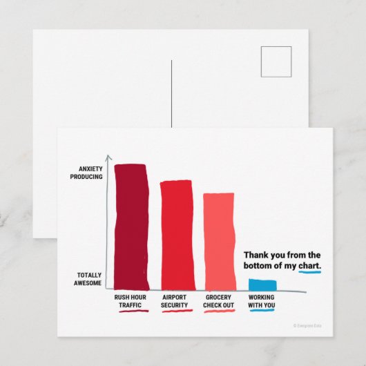 Dank je vanuit de bodem van mijn grafiek ansichtka briefkaart (Voorkant / Achterkant)