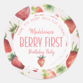 Dank je veel Aardbei Ronde Sticker (Voorkant)