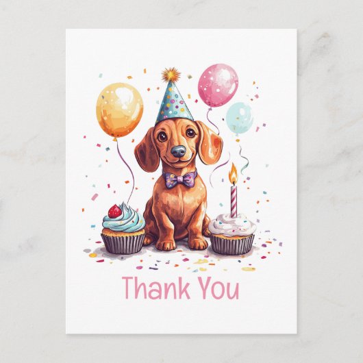 Dank je verjaardag Dachshund hond Briefkaart (Voorkant)