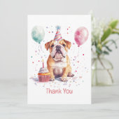 Dank je verjaardag Engelse Bulldog Bedankkaart (Staand voorkant)