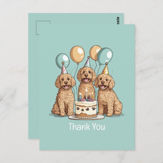 Dank je Verjaardag Goldendoodle Honden Briefkaart (Voorkant / Achterkant)