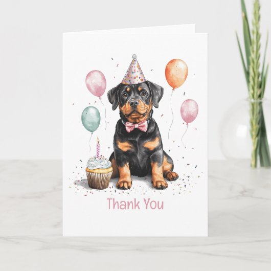 Dank Je Verjaardag Rottweiler Hond Bedankkaart (Voorkant)