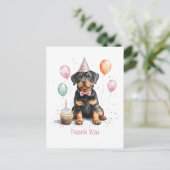 Dank Je Verjaardag Rottweiler Hond Briefkaart (Staand voorkant)