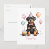 Dank Je Verjaardag Rottweiler Hond Briefkaart (Voorkant / Achterkant)
