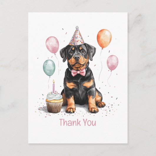 Dank Je Verjaardag Rottweiler Hond Briefkaart (Voorkant)