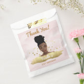 Dank je! Verjaardag Zwart Vrouw, Gouden Accenten R Bedankzakje (Gezegeld)