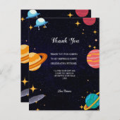 Dank je verjaardagsfeest ruimte thema's briefkaart (Voorkant / Achterkant)