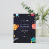 Dank je verjaardagsfeest ruimte thema's  briefkaart (Staand voorkant)