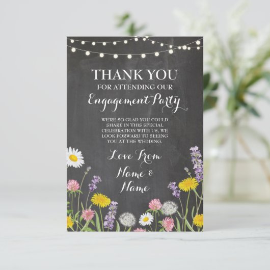 Dank je Verloving Weddenschap Wilde Bloemen Kaart (Staand voorkant)