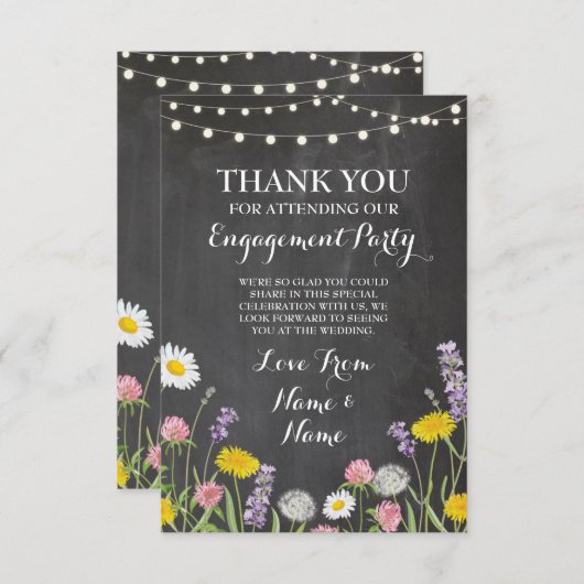 Dank je Verloving Weddenschap Wilde Bloemen Kaart (Voorkant / Achterkant)