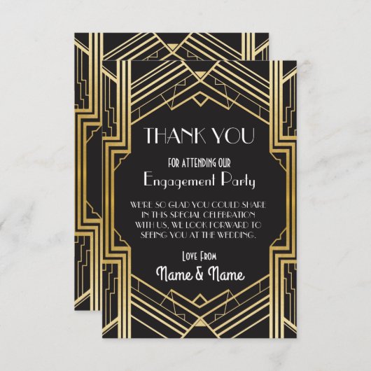Dank je Verloving Wedding 1920s Party Kaarten (Voorkant / Achterkant)