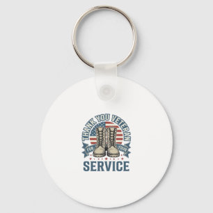 Dank Je Veteraan Patriottische Laarzen Dienst Shir Sleutelhanger