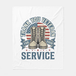 Dank Je Veteraan Patriottische Laarzen Dienst T-sh Fleece Deken