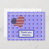 "Dank je, Veteraan" Rood wit en blauw hart Briefkaart (Voorkant / Achterkant)