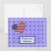 "Dank je, Veteraan" Rood Wit en Blauwe Hart Briefkaart (Voorkant / Achterkant)
