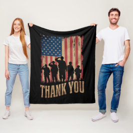 Dank je Veteraandag Amerikaanse Vlag Vintage Fleece Deken
