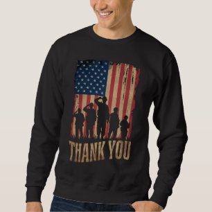 Dank je Veteraandag Amerikaanse Vlag Vintage Trui