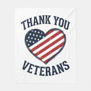 Dank Je Veteranen Patriottisch Hart Vintage T-shir Fleece Deken