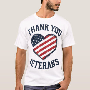 Dank Je Veteranen Patriottisch Hart Vintage T-shir T-shirt