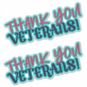Dank je veteranen! Twee rode blauwe Aqua Sticker (Voorkant)