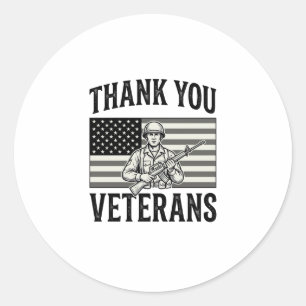 Dank Je Veteranen Vintage Vlag Soldaat T-shirt Des Ronde Sticker