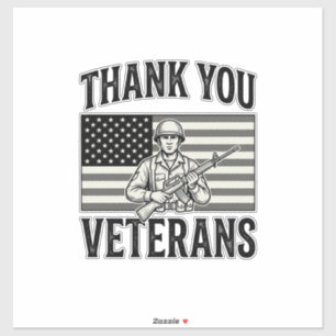 Dank Je Veteranen Vintage Vlag Soldaat T-shirt Des Sticker