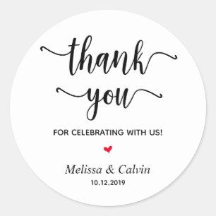 Dank je, vieren met ons, Huwelijkscadeaus Ronde Sticker